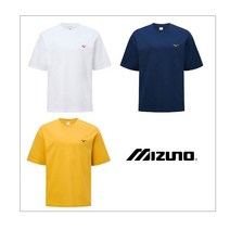 [당일발송] 미즈노 GRAPHIC T-SHIRTS 화이트 네이비 머스타드 그래픽 반팔 티셔츠