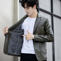 DFMEI 라이더 남성 가죽옷 남 추동 코트 기모 작은 정장 양복 PU 가죽 재킷