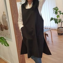 방가지똥 앞치마 단추없는 통원피스 블랙린넨 앞치마, 1개
