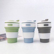 오필리아 실리콘 접이식 텀블러 물통 친환경 휴대용 포켓컵 가벼운텀블러 캠핑 등산 운동 다용도 자바라 텀블러, 그린