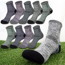 남성용 도톰한 캐쥬얼 등산 바닥 쿠션 골프 히끼 파일 단목 양말 10족, 혼합랜덤