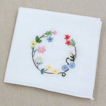 엔조이스티치/ 프랑스자수패키지-플라워리스/ 자수손수건만들기/ 자수수업 공방 패키지JS4019/ 초보자용자수패키지