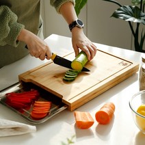트리엔 대나무 트레이 도마 스텐 쟁반 커팅보드 서랍 캠핑용 피크닉