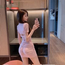 JINGHENG 여자 원피스 쫀쫀원피스 여름 반팔 스키니 원피스1556853252