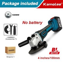 무선그라인더 KamoleeM10 브러시리스 앵글 그라인더 100MM 4 인치 18500RPM 단 절단 마끼다 18V 배터리와, No Battery Carton+100mm EU