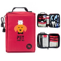 재난대비 피난용품 라이프백 sos 생존 키트 Bearhoho dog 응급 처치 키트 160pcs 의료 케이스 spotify 애완 동물 비상 생존 키트 molle 파우치 여행, 빨간색, 1개