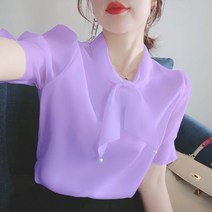 빌리즈빈 에러셀블라우스 봄 여성 리본 레이스 반팔 블라우스 T908