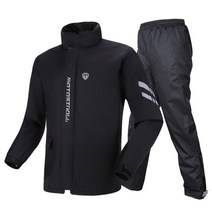 바이크 라이더 우비 상의 하의 세트 오토바이 스쿠터 자전거 배달 패션 비옷, 블랙