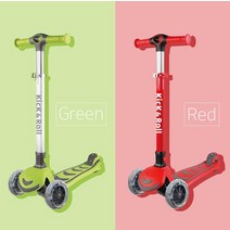 LED 듀얼휠 장착 폴딩 어린이 스쿠터 유아킥보드 씽씽이 레드 68B958, 8세이상