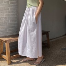 바잉몰 여성 맘이끌려 밴딩 코튼 플레어 롱 스커트 -3color