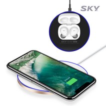 스카이 필 W2 아이언 플러스 고속 무선충전기 패드 SKY-W2P 15W, x 1개, 레드 + 블랙