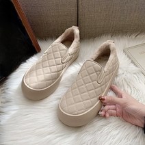 2021 가을과 겨울 새로운 양털 안감 따뜻한 그물 연예인 슬립 온 Lofter 솜털 신발 캐주얼 플랫폼 빵 면화