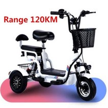접이식 전동자전거 전기자전거 배달 렌탈 키트 폴딩 전기 세발 자전거 48V 30A 범위 120KM 어린이 노인 부모자녀 휴대용 배터리 자동차를 위한 소형 가족 픽업, White 2 seats