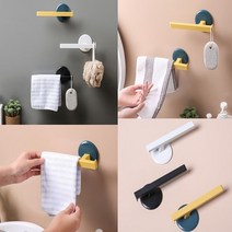 기발한아이디어상품 데일리 접착식 화장실 욕실 수건걸이 스탠드 선반 건조대 악세사리 정리 용품 싱크대 주방 행주걸이 유아 블랙수건걸이, 옐로우