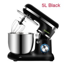반죽기 제빵 가정용 업소용 밀가루 반죽기계 220v1500w 스탠드 믹서 스테인레스 털, 5리터 블랙, 에게