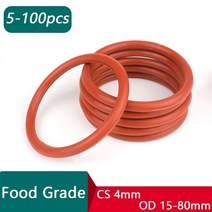 식품 등급 방수 및 절연 씰링 링 빨간색 실리콘 O링 OD 15-80mm * 두께 (CS) 4mm 5-100 개251458, 15x7x4mm, 5pcs