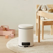 한샘 심플라운드 스텐페달 휴지통 5L 화이트, 1개