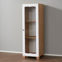 가온리빙 딤플티 유리장식장 장식장, 400 틈새장 (고무나무화이트)