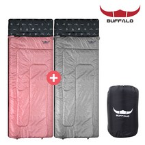 버팔로 차박 백패킹 사계절 사각 침낭 세트구성 익스텐션 로다침낭 2P 265362, 레드+그레이