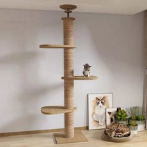 Solid Wood Cat Scratchers Tree Tower Adjustable Kien Multilayer Villa Shelf Grab Column Pet Activity, A
