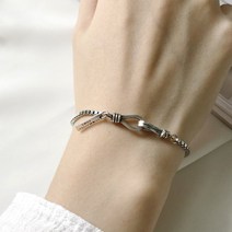 (은광택천증정)S925 Silver 순은 스퀘어 체인 태은 남자 여자 커플 은 팔찌 B0496