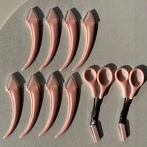 러브핑코 반달 눈썹 정리 가위 칼 3P 2SET, 핑크