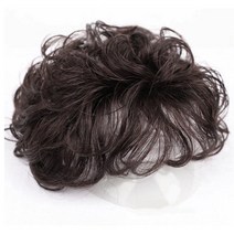 중년 여성 숏펌 정수리 부분가발 (다크브라운) 자연스러운 헤어피스, 다크브라운, 1개