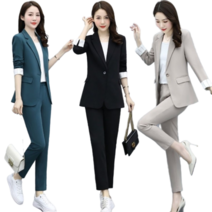 가은무역 TZ083006 봄가을 간절기 여성 정장세트 긴팔 자켓+ 바지 슬림핏 빅사이즈