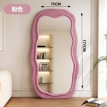 비정형거울 웨이브전신거울 독특한 옷 가정용 불규칙 드레스룸 침실, 기본, 핑크 75cmx177cm