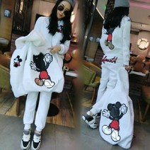 봄 미키 오버핏 기모 맨투맨 트레이닝 운동복 3종세트 gujiawei