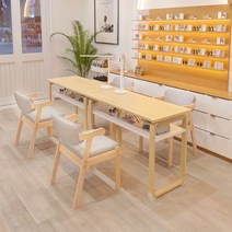 네일아트 네일샵 작업대 원목 탁자 메니큐어 페디큐어 의자세트 테이블 매장, 도톰 120*40*78 이중 나무무늬 발