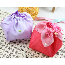 전통 복주머니 한복 원단 조리개 파우치 선물 주머니, 연꽃모양선물주머니-핫핑크