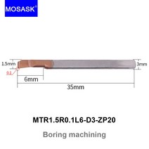 두께측정기 MOSASK 1PC MTR MGR lr 보링 프로파일 스레딩 그루브 CNC 솔리드 카바이드 내부 터닝 정밀 홀 가공 밀링 공구, 11 MTR1.5R0.1L6-D3-ZP20, 11 MTR1.5R0.1L6-D3-ZP20