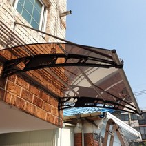 캐노픽스 1500X1100 지지대 설치 비가림막 비가림시설 어닝 처마 비막이 시공, 검정틀 브라운렉산