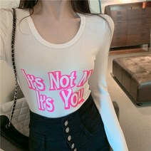 라운드넥긴팔티 일찍이 봄 유행 인쇄 꽃 롱슬리브티 순욕풍 슬림핏 이너 상의 여성 4203728559