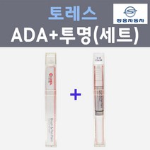 쌍용 토레스 ADA 플래티넘그레이 컬러붓펜 + 제투명마감용붓펜 자동차 카 페인트 8ml