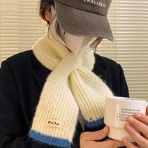 일체형 숏 여성 겨울 니트목도리 어머니 스카프 미니 할머니 따뜻한 머플러 양털 소프트