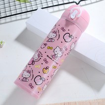 304 스테인레스 스틸 보온병 컵 간단한 수신 거부 물 컵 크리 에이 티브 어린이 만화 보온병 컵 광고 컵 선물 로고 보냉텀블러, 500ml, 전체 사진 핑크 Kt 고양이