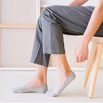 그랏사 남성 벗겨지않는 덧신 페이크 실리콘 양말 논슬립 삭스 5컬레