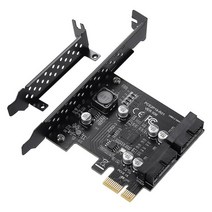 컴퓨터 PCIE 2 포트 19Pin 확장 카드 PCI Express USB 3.2 GEN1 D71 초고속 5Gbps Windows 11 10 8.1 8, [01] Black