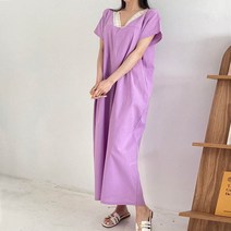 브리스살롱 시원한 레이스 브이넥 린넨 원피스 88사이즈원피스