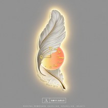 고급벽시계 LED 벽 램프 깃털 크리에이티브 침실 침대 옆 복도 거실 그림, 4.A - 58x160cm