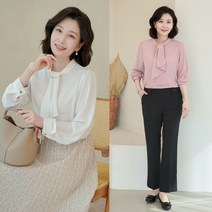 T56154 러플타이 목걸이 블라우스/마담/중년여성옷