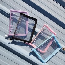 6공 다이어리 투명 커버 지퍼형 A6 A5 글리터 포카바인더, oceanblue