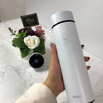 뉴리스 온도 텀블러 보온 보냉 스텐 물병 물통 원터치 아이스 텀블러 500ml, 블랙