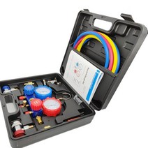 공기압 게이지 도구 키트 세트 자동차 에어컨 압력 매니폴드 호스 어댑터 r22 r-410a r-134a r-404a 냉매 압력, 협력사, 검은 색