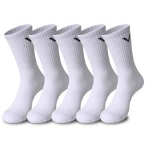 발렌티노 하프 쿠션 헬스 V 순면 스포츠양말 두툼한 바닥 파일 5켤레, 화이트_5족, 남자