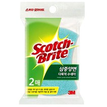 3M 다목적 삼중 양면 수세미, 2개입, 1개