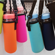 어깨끈 물병 가방 생수 파우치 보틀 보냉 주머니 물통 케이스 보온 백 텀블러 학생 쿨러백, 블루, 350ml