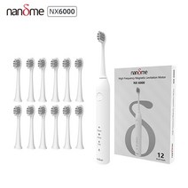 전동칫솔 리필모 Code: NANDME0228 Nandme-NX6000 스마트 소닉 전동 칫솔 IPX7 충전식 초음파 치아 미백, 한개옵션1, 01 Whitex12 brush head
